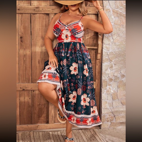 Boho Floral Tropical Birds Parrot Print Cami Tank Top Maxi Dress Black - Picture 3 of 4